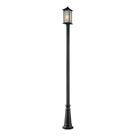 Z-Lite Black Vienna One Light Outdoor Post Light with White Seedy Shade 547PHMR-519P-BK